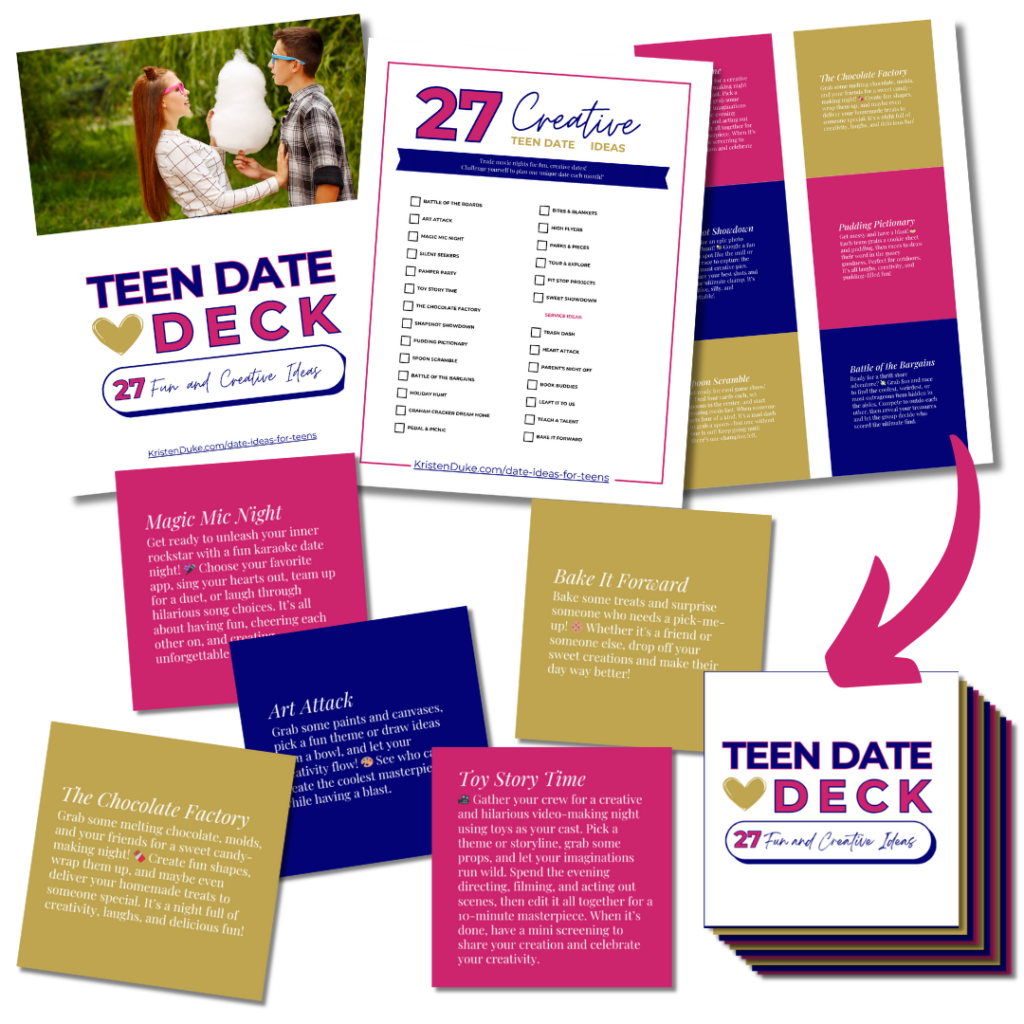 A colorful card deck of date idea for teens